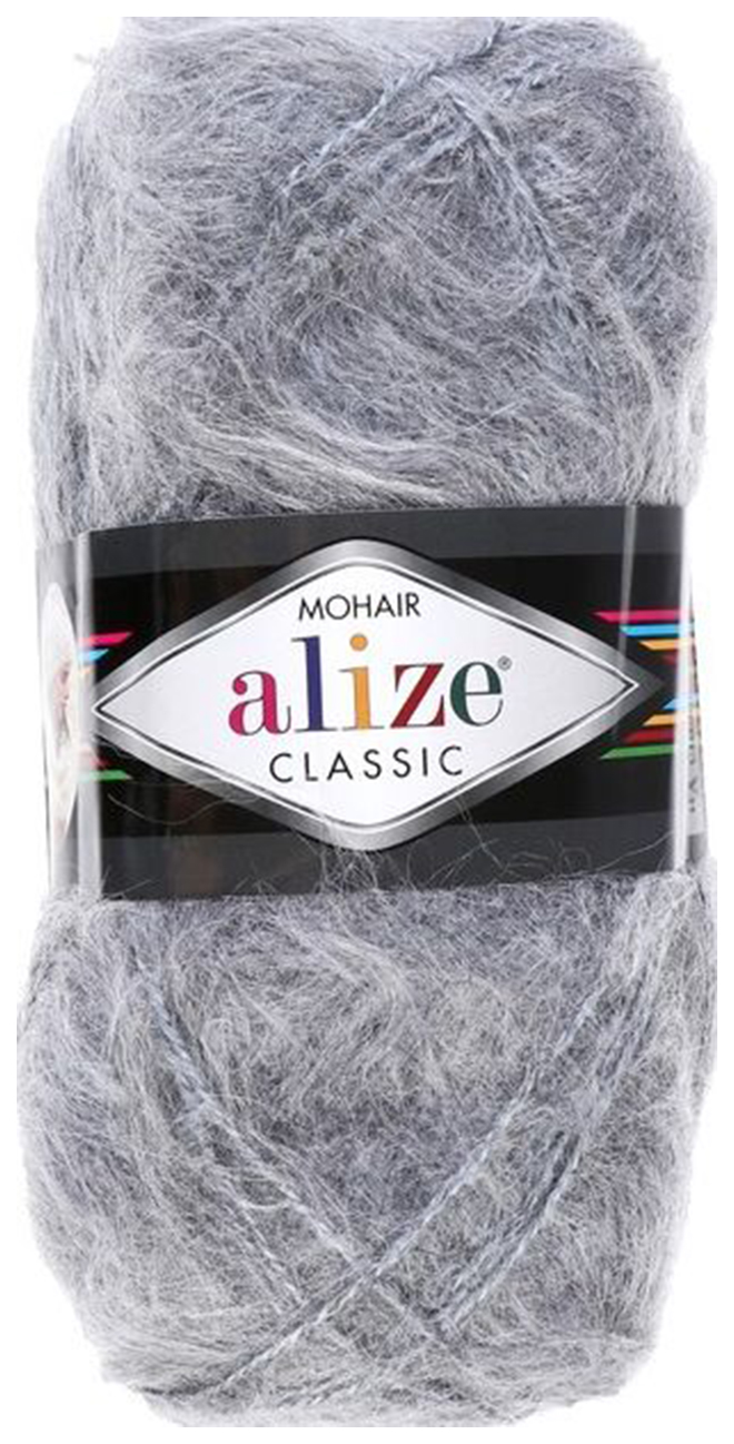 фото Пряжа alize 2565342 mohair classic 412 серый