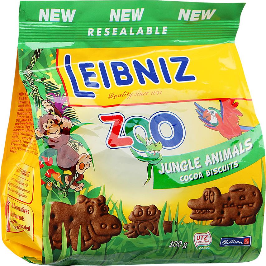 фото Печенье leibniz zoo jungle animals biscuits какао 100г