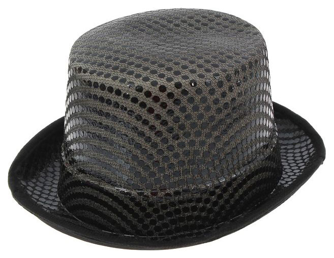 фото Карнавальная шляпа цилиндр с блеском, цвет чёрный, р. 57-58 sima-land