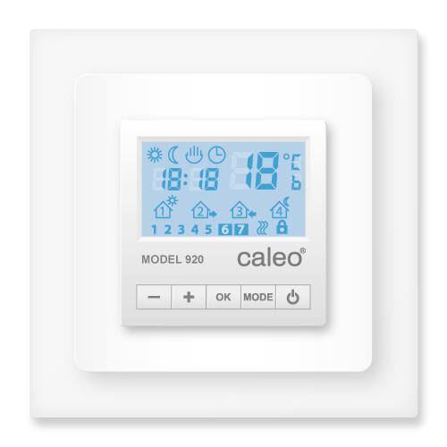 Терморегулятор Caleo 920 белый с адаптерами, встраиваемый цифровой, 3,5 кВт