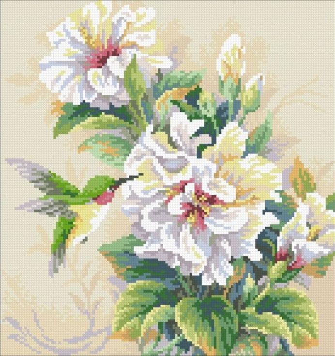 

Алмазная вышивка Паутинка Китайский гибискус, 32x34 см, Китайский гибискус