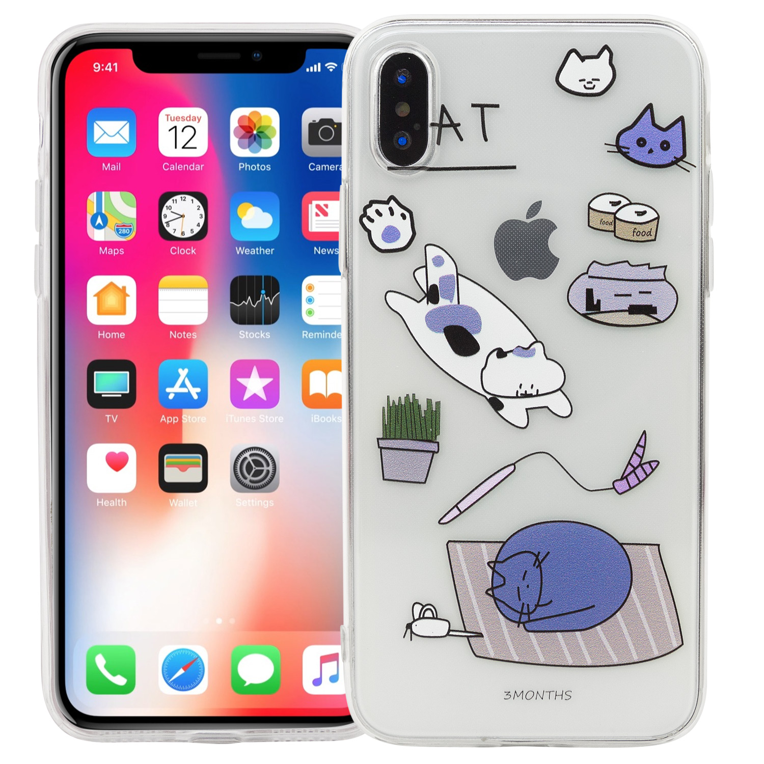 фото Чехол kawai для iphone x/xs cat blue