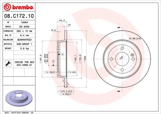 фото Тормозной диск brembo 08c17210