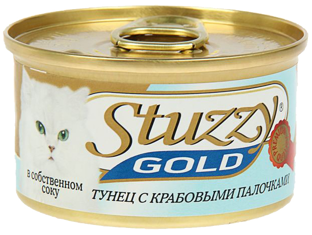 

Консервы для кошек Stuzzy Gold, тунец, кальмар, 85г, Gold