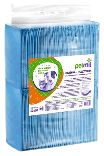 

Пеленки для животных одноразовые Petmil Medmil 60 x 60 см, 60 шт, Белый;голубой, Medmil