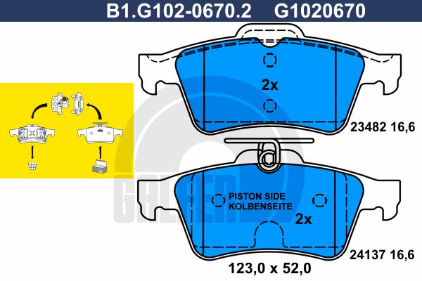 

Комплект тормозных дисковых колодок GALFER B1.G102-0670.2