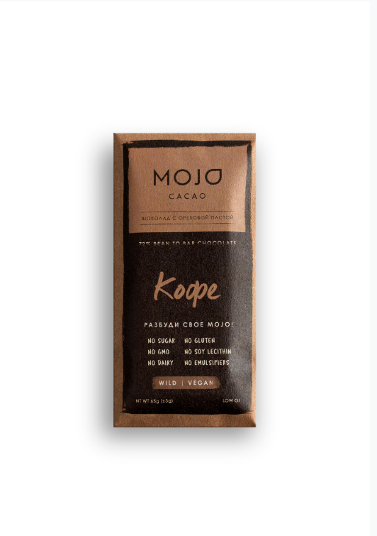 фото Горький шоколад 72% mojo cacao с шоколадно-ореховой пасто со вкусом кофе