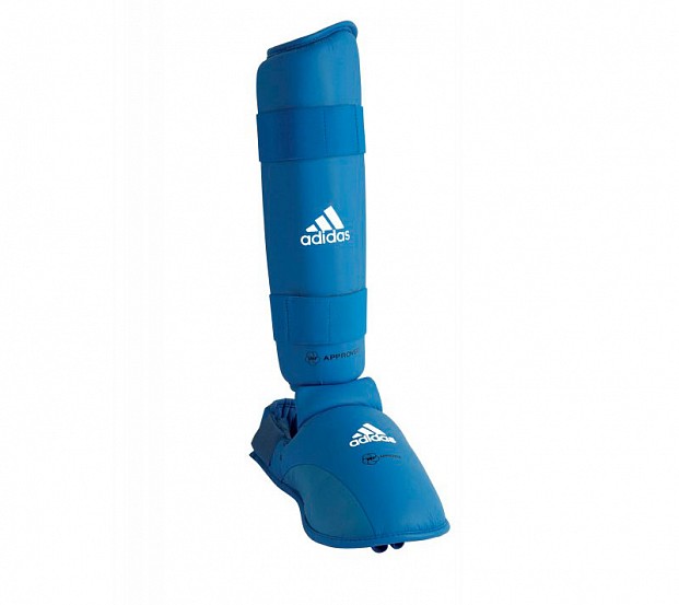 фото Защита голени и стопы adidas wkf shin & removable foot синяя s