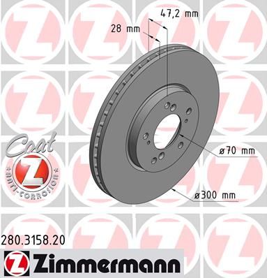 

Тормозной диск ZIMMERMANN 280.3158.20