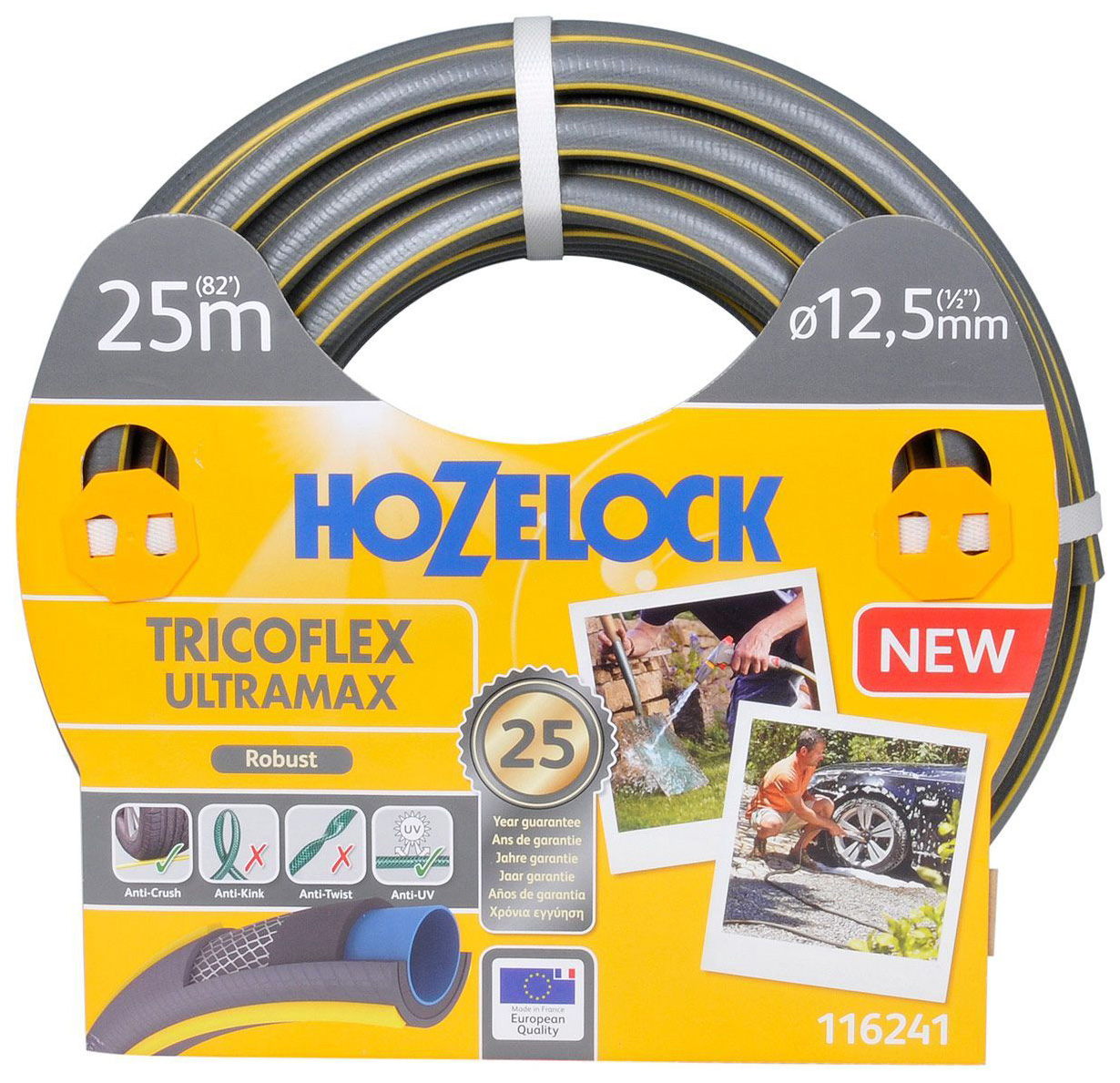 фото Шланг поливочный hozelock 116241 tricoflex ultramax 1/2, 25м