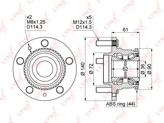 фото Комплект подшипника ступицы колеса lynxauto wh-1094