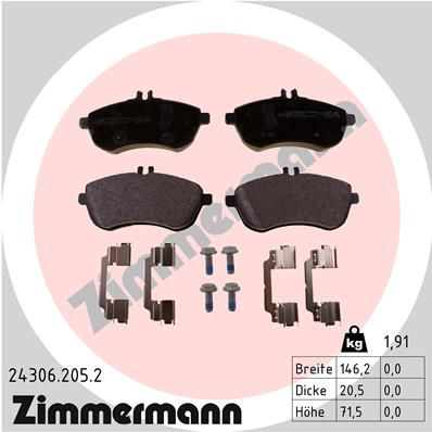 

Тормозные колодки ZIMMERMANN дисковые 24306.205.2