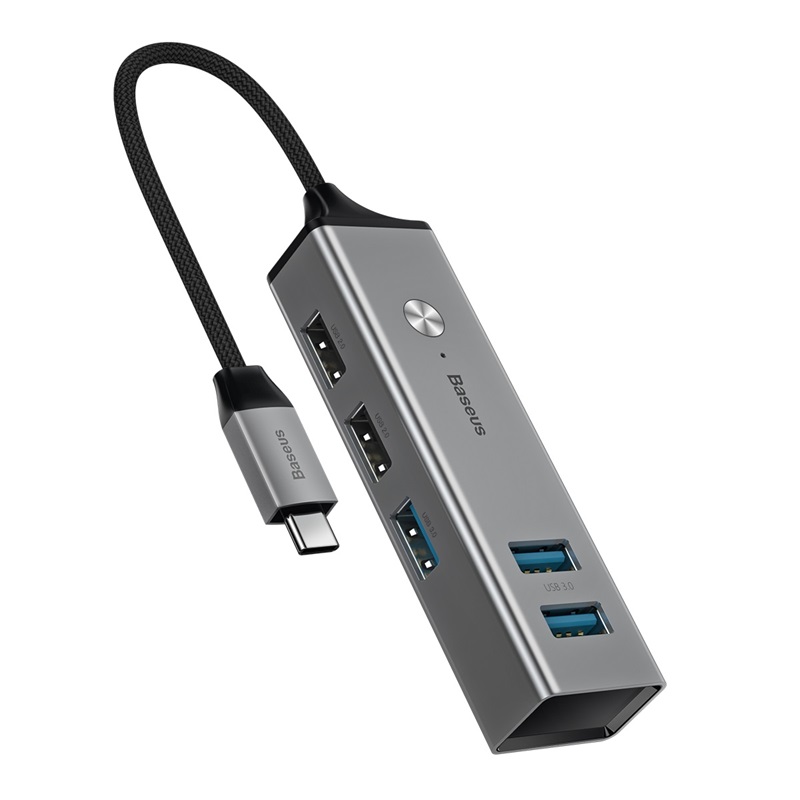 

Адаптер Baseus Cube Type-C to USB3.0*3+USB2.0*2 HUB Adapter Dark Gray