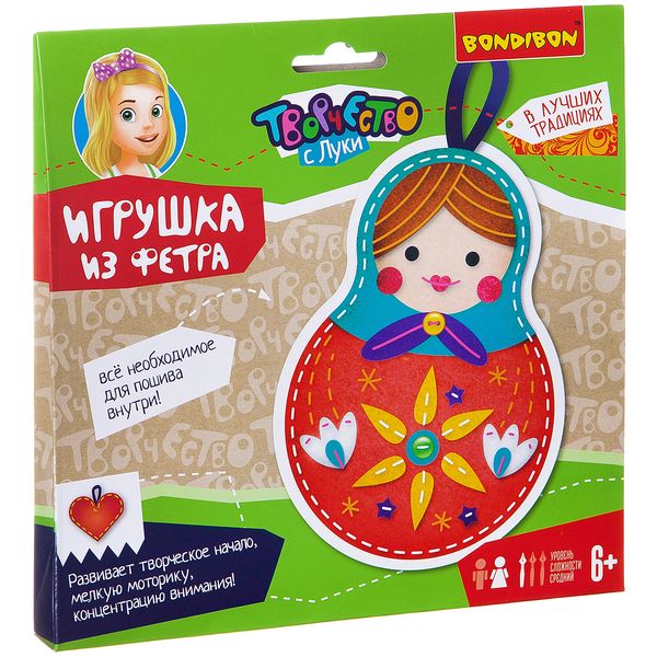 фото Игрушка из фетра bondibon творчество с луки матрешка