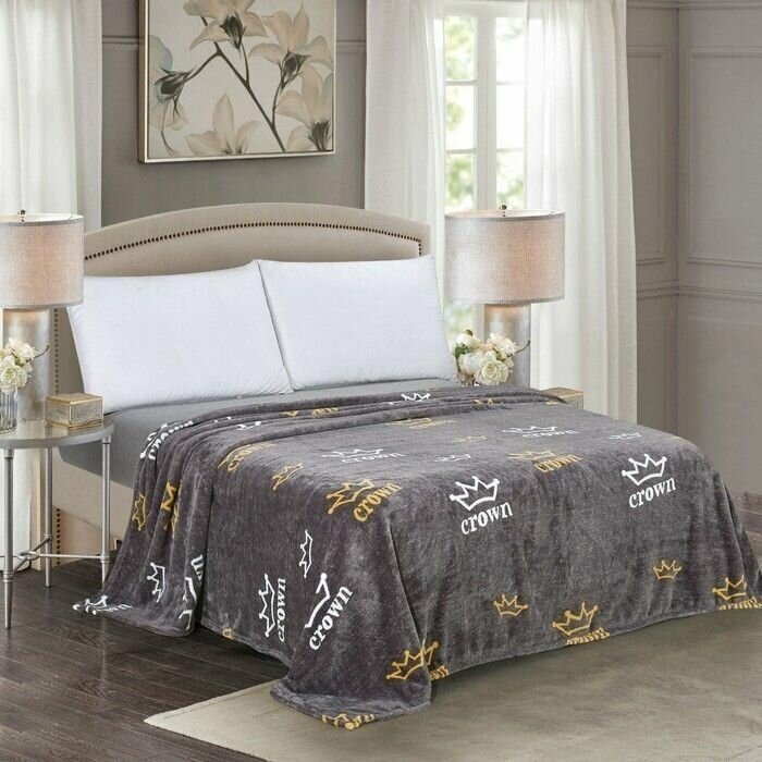 Плед Столица Текстиля 200x220 см велсофт серый