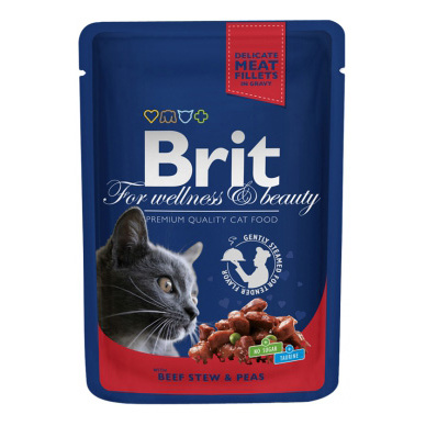 фото Влажный корм для кошек brit premium, говядина, зеленый горошек, 100г