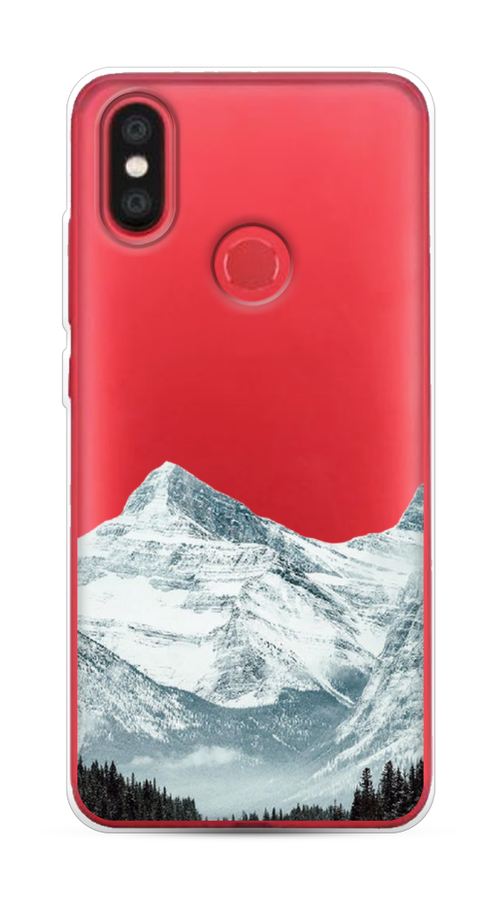 

Чехол на Xiaomi Mi 6X"Горы арт 1", Белый;зеленый, 33350-2