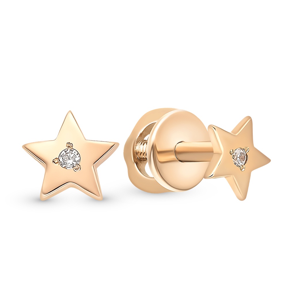 

Серьги из красного золота с фианитом 585Gold 302006254, 302006254