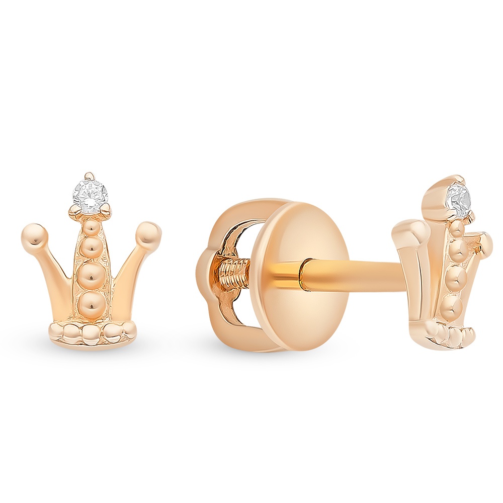 

Серьги из красного золота с фианитом 585Gold 302006223, 302006223