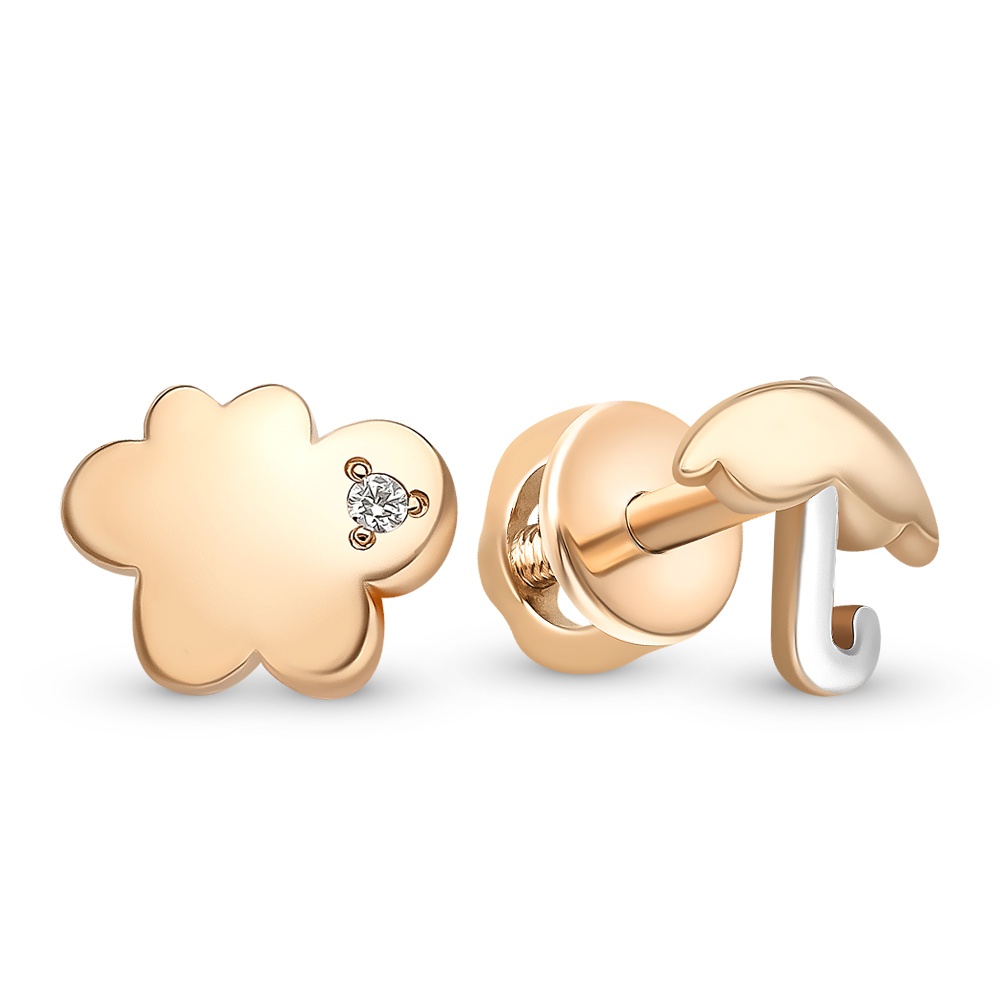 

Серьги из красного золота с фианитом 585Gold 302006258, 302006258
