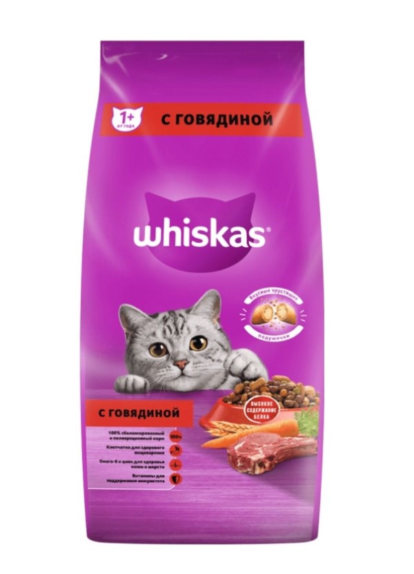 

Сухой корм для кошек Whiskas с говядиной и ягненком, 5кг