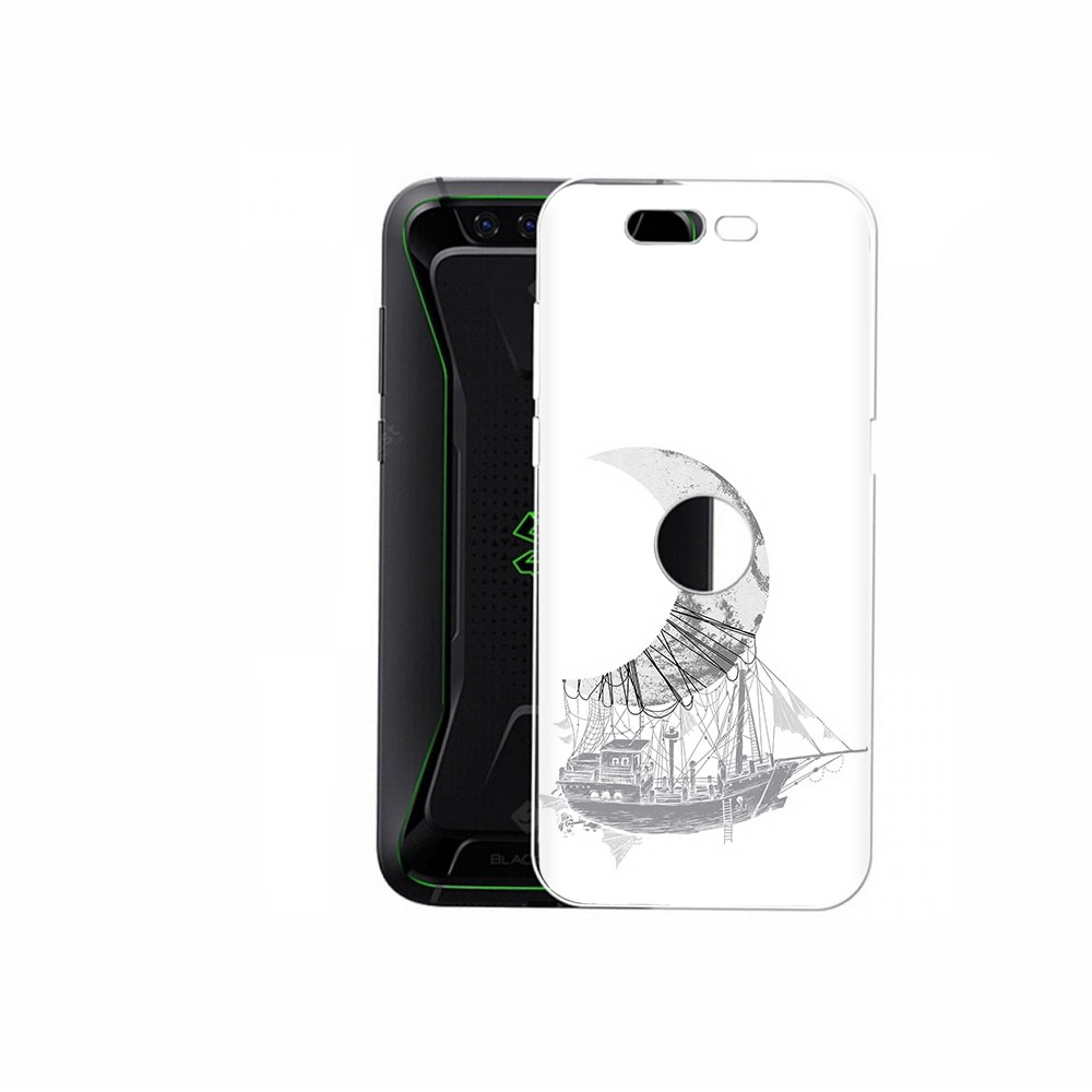 

Чехол MyPads Tocco для Xiaomi Black Shark черно белый корабль полумесяц (PT144492.337.684), Прозрачный, Tocco