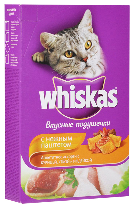 фото Корм whiskas для кошек подушечки с паштетом курица-утка-индейка 100 г