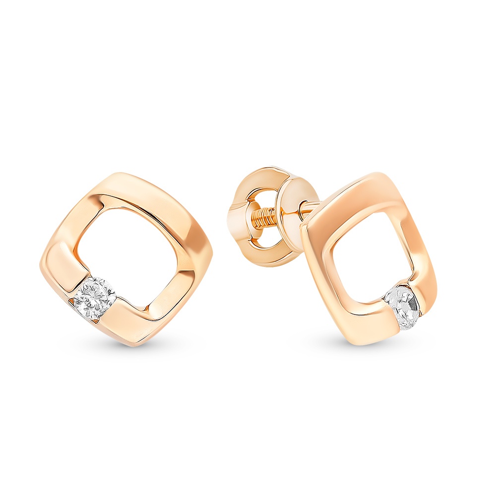 

Серьги пусеты из красного золота 585Gold 302006297, фианит, 302006297