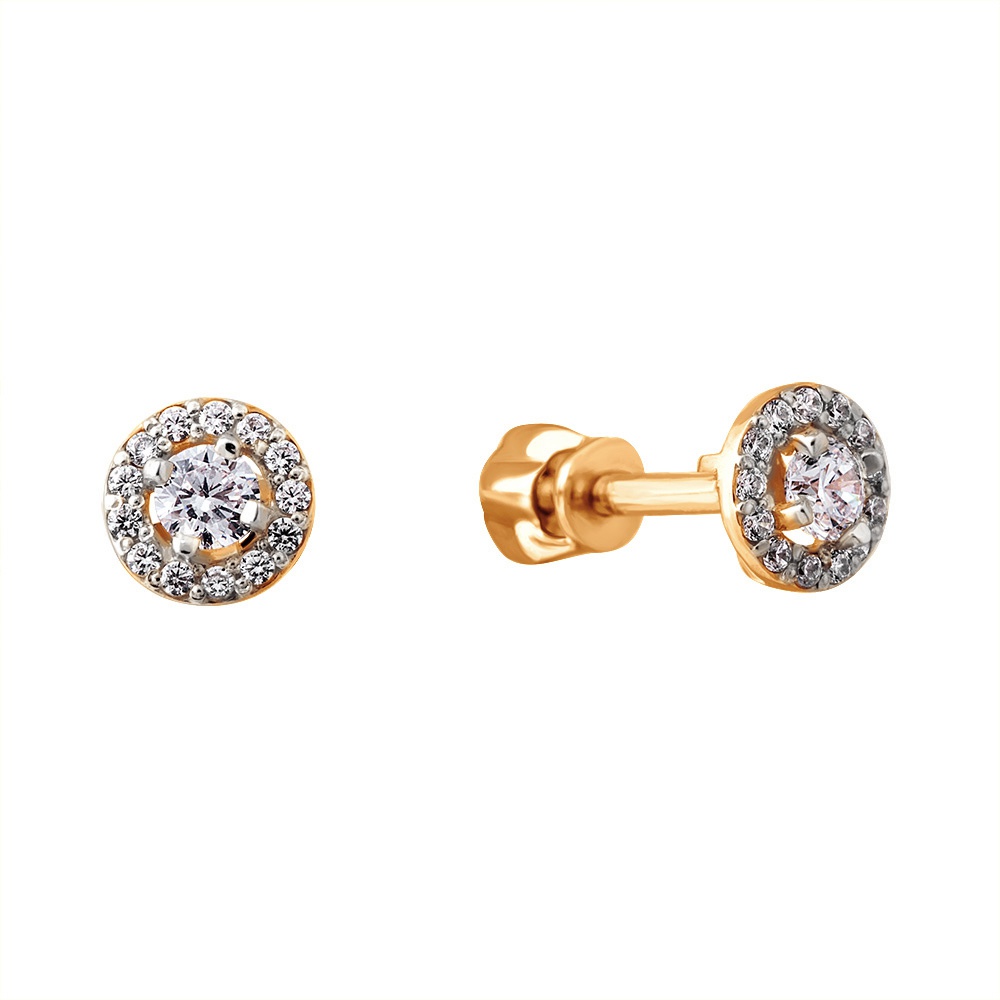 

Серьги пусеты из красного золота 585Gold 399000138, фианит, 399000138