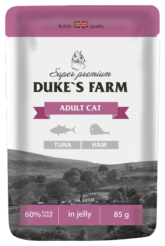 фото Влажный корм для кошек duke's farm тунец-ветчина, 85 г