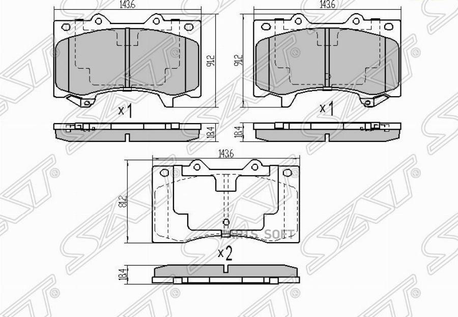 

Тормозные колодки SAT передние для Nissan Patrol Y62 2010- STD10601LB2A