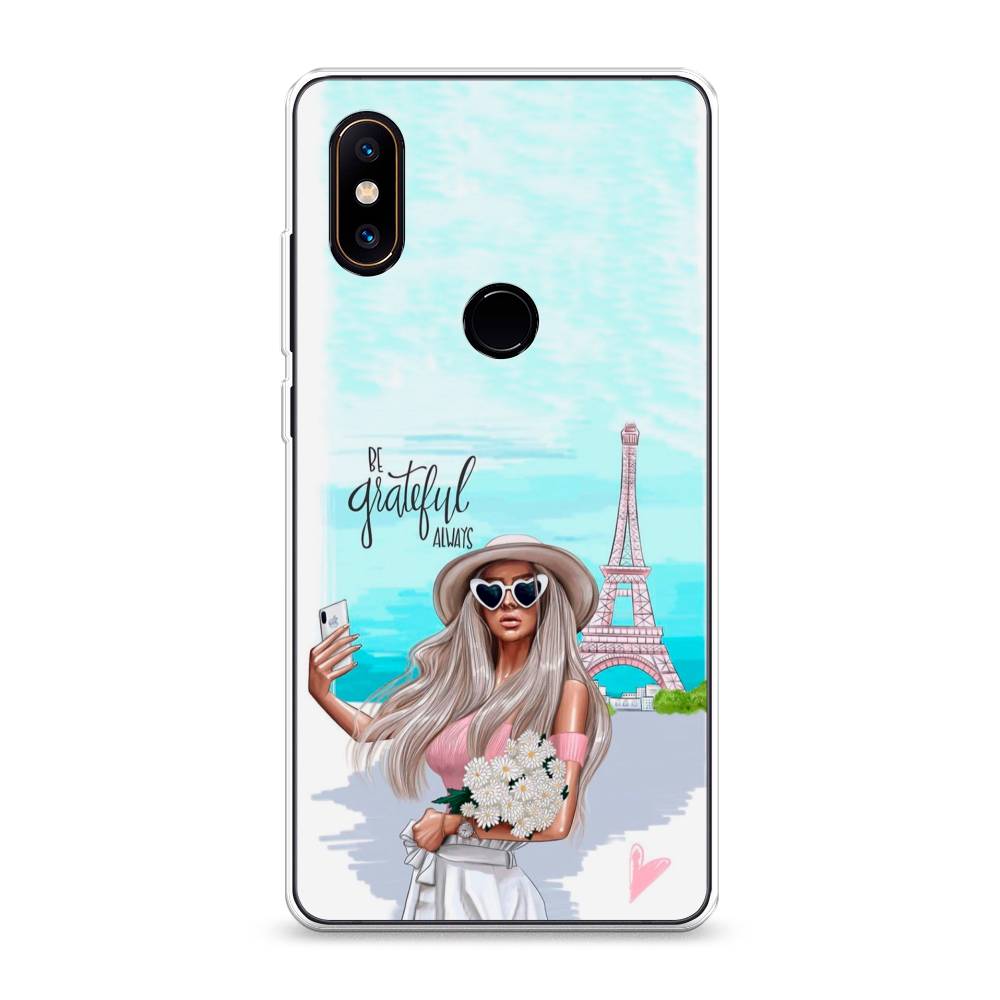 

Чехол на Xiaomi Mi Mix 2S "Селфи Париж", Голубой;бежевый, 33450-6