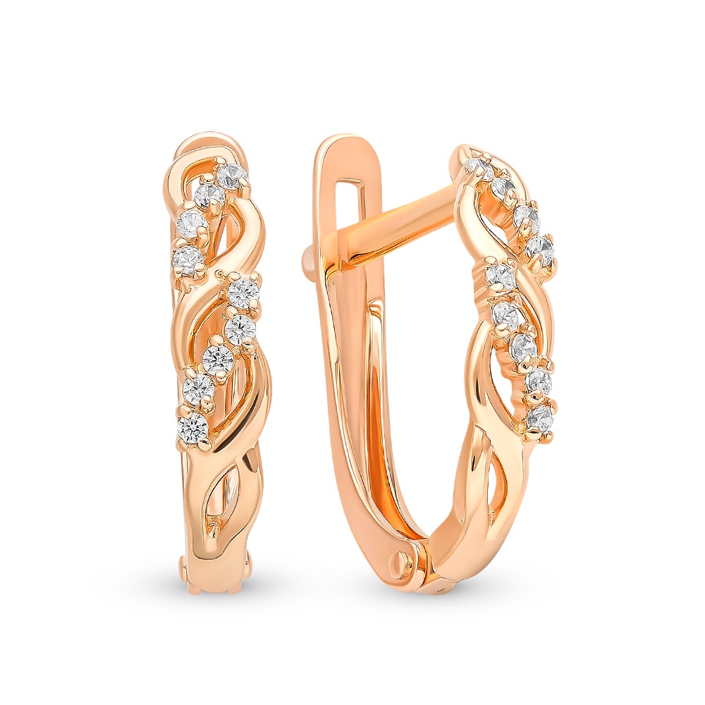 

Серьги из красного золота 585Gold 399000175, фианит, 399000175