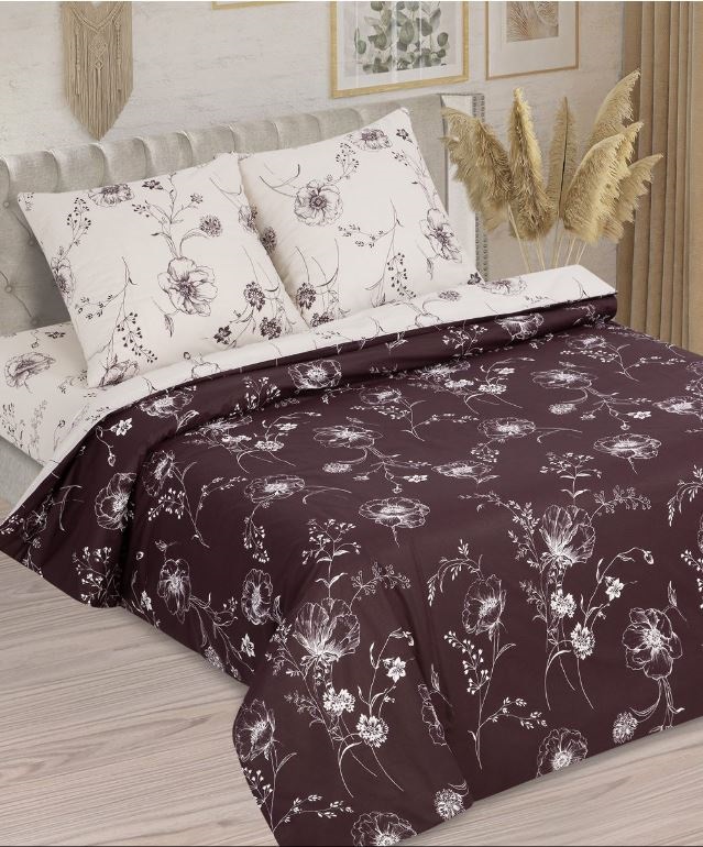 Комплект постельного белья Арт-Дизайн Каролина семейный, поплин, бордовый
