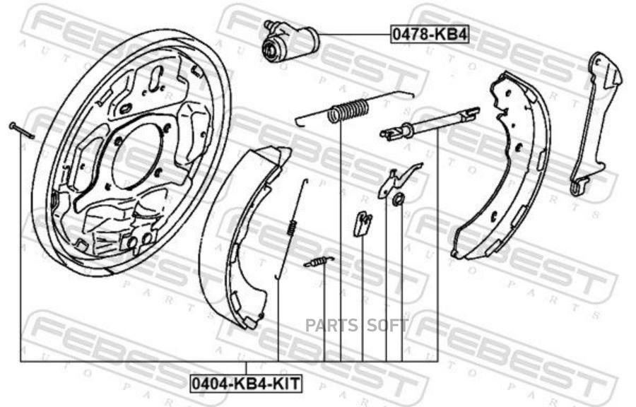 FEBEST 0404-KB4-KIT Комплект монтажный барабанных колодок MITSUBISHI L200 KB8T 2005- 0404- 100055472947