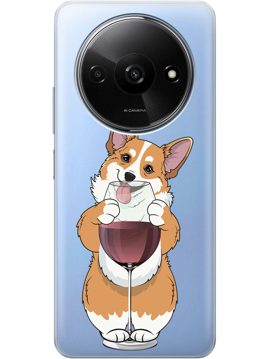 

Силиконовый чехол на Xiaomi Redmi A3 / Poco C61 с принтом "Корги и бокал" прозрачный, Прозрачный;белый;бордовый, 780484061