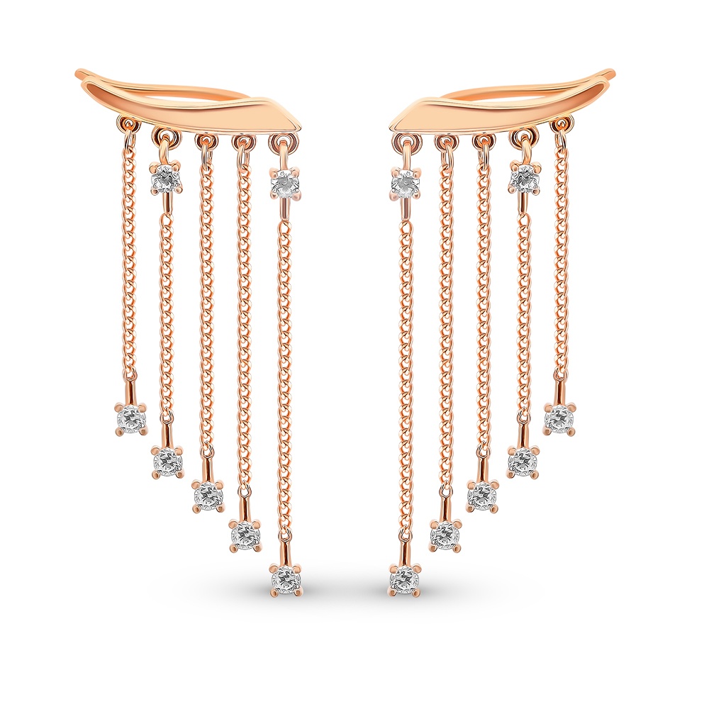 

Серьги клаймберы из красного золота 585Gold 302006313, фианит, 302006313