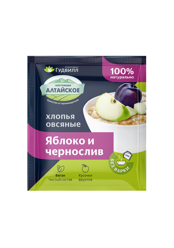 Каша быстрого приготовления Гудвилл яблоко и чернослив, 17 пакетиков по 40 г