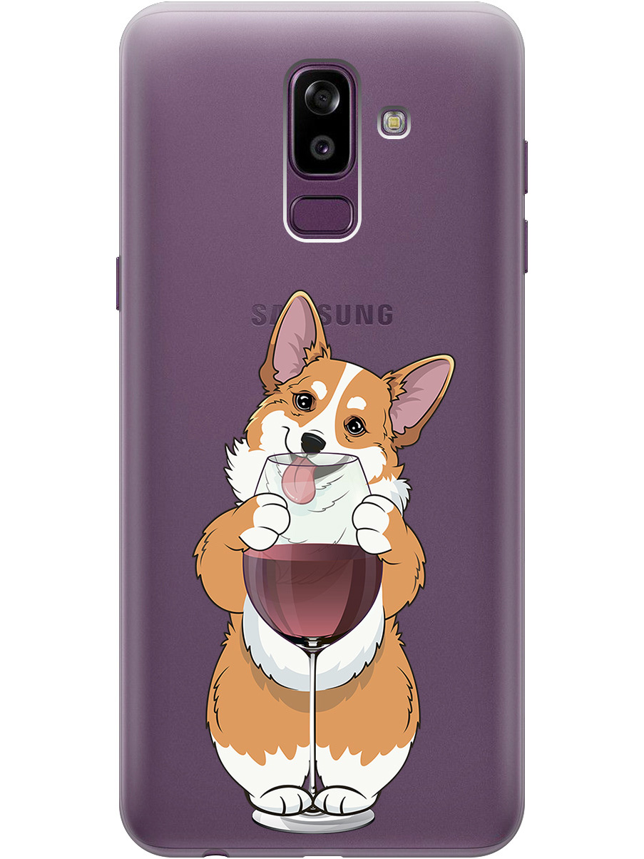 

Силиконовый чехол на Samsung Galaxy J8 с принтом "Корги и бокал" прозрачный, Прозрачный;белый;бордовый, 718586861