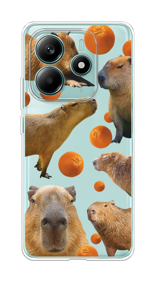 

Чехол на Xiaomi Redmi Note 14 4G Капибара и апельсины, Бежевый;оранжевый, 324150-1