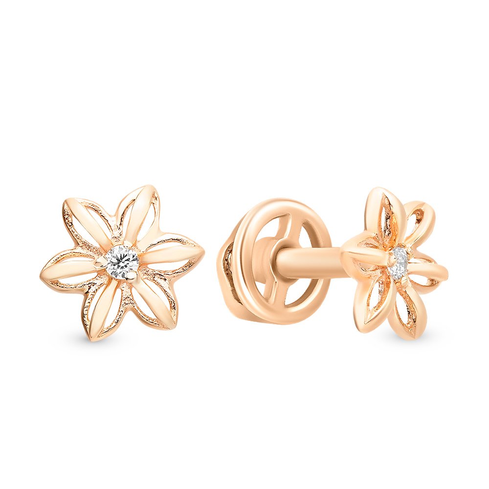

Серьги пусеты из красного золота 585Gold 302005701, фианит, 302005701