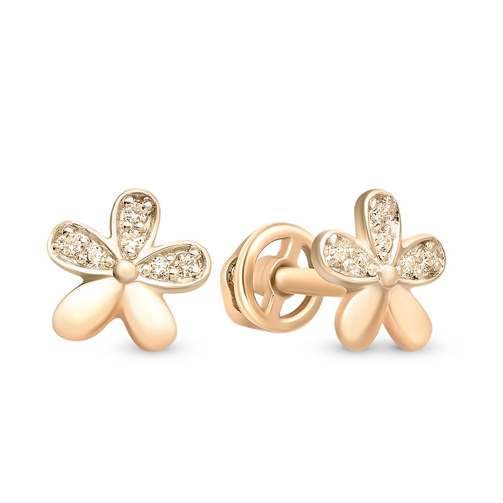 

Серьги пусеты из красного золота 585Gold 302005688, фианит, 302005688