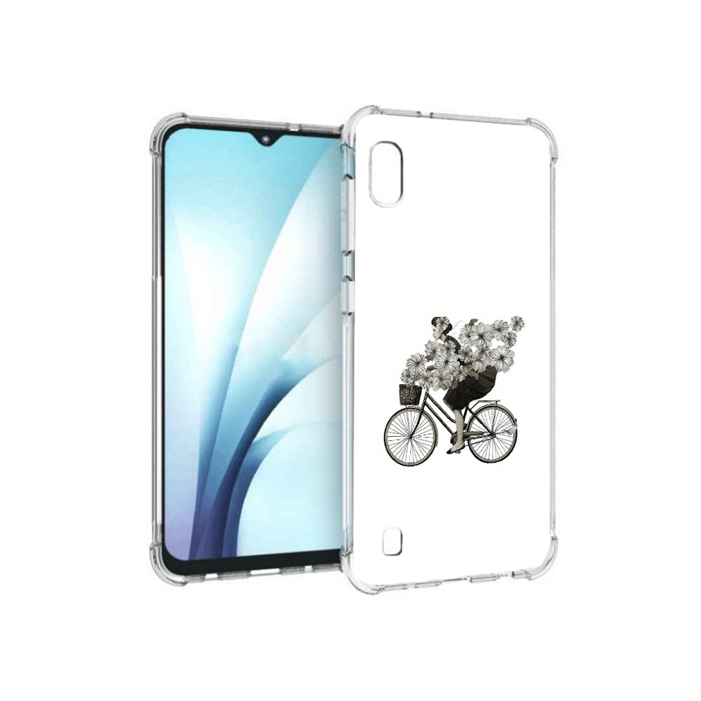 Чехол MyPads Tocco для Samsung Galaxy A10 девушка на велосипеде с цветами