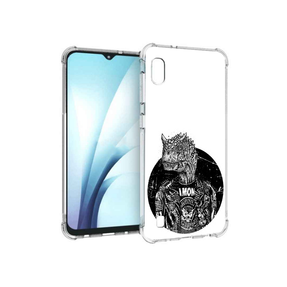 

Чехол MyPads Tocco для Samsung Galaxy A10 динозавр в куртке (PT147645.531.328), Прозрачный, Tocco
