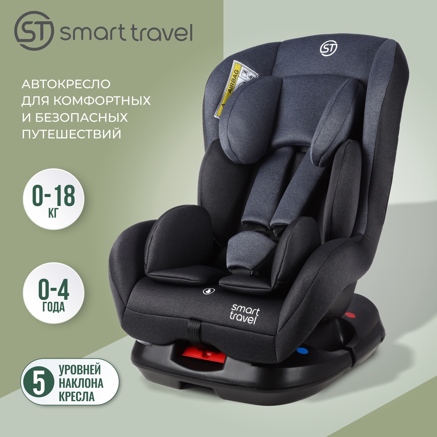 Детское автокресло Smart Travel Leader, группа 0+1, до 4 лет, до 18 кг, blue