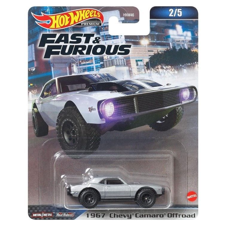 Машинка Hot Wheels HNW46-HNW47 Premium Fast & Furious Форсаж 967 Chevy Camaro Offroad original mattel hot wheels hnw46 car 1 64 premium fast and furious 1999 nissan maxima vehicle toys for boys collection kids gift