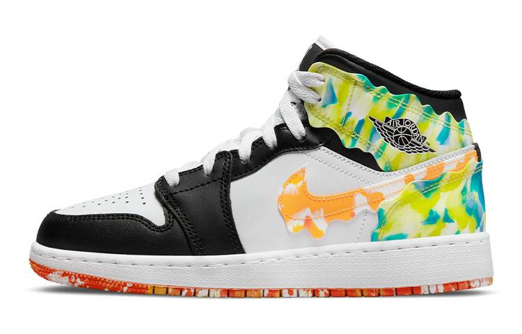 

Кеды унисекс Jordan Air Jordan 1 Mid SE Drip GS разноцветные 38.5 EU, Разноцветный, Air Jordan 1 Mid SE Drip GS