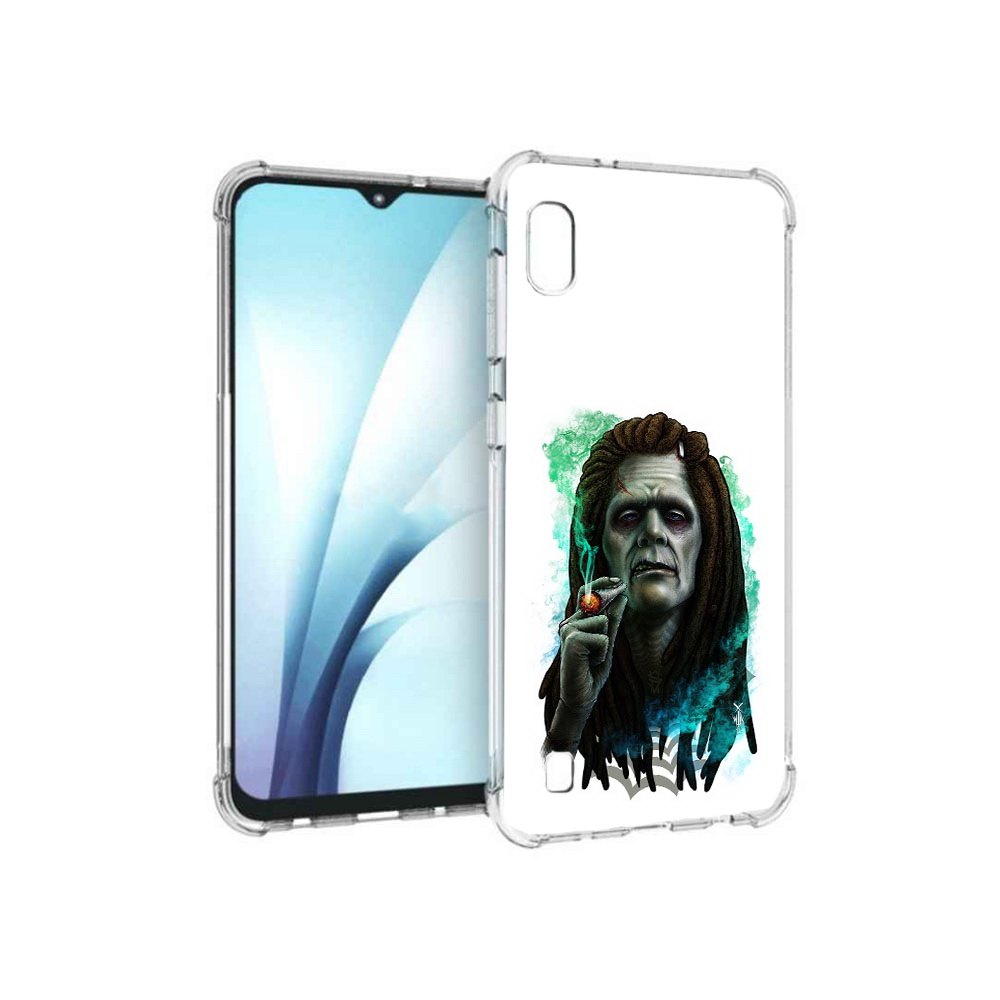 

Чехол MyPads Tocco для Samsung Galaxy A10 зеленый мужчина с сигаретой (PT147645.531.360), Прозрачный, Tocco