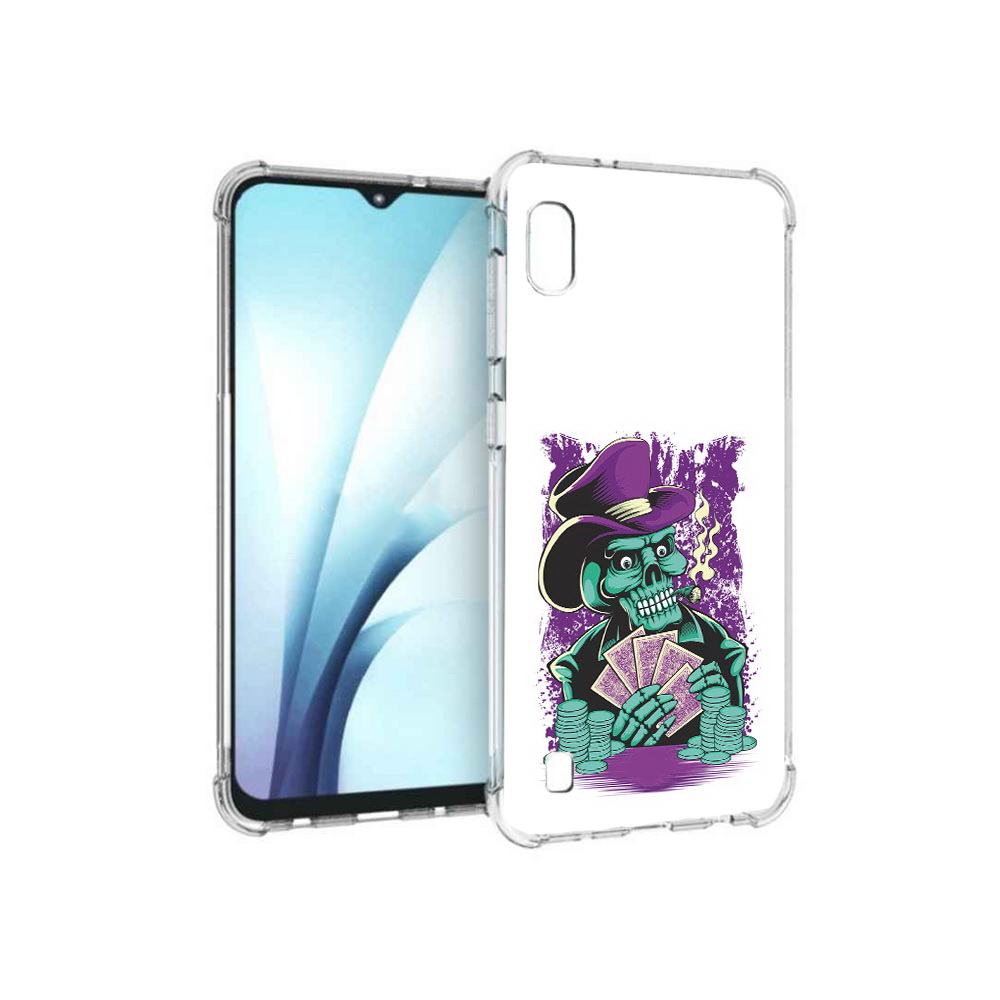 

Чехол MyPads Tocco для Samsung Galaxy A10 зеленый череп с картами (PT147645.531.361), Прозрачный, Tocco