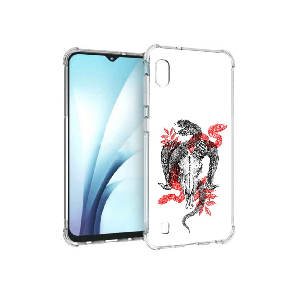 

Чехол MyPads Tocco для Samsung Galaxy A10 змея в черепе рисунок (PT147645.531.365), Прозрачный, Tocco